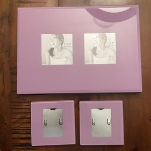 Five Lavender Colored Glass Photo Frames